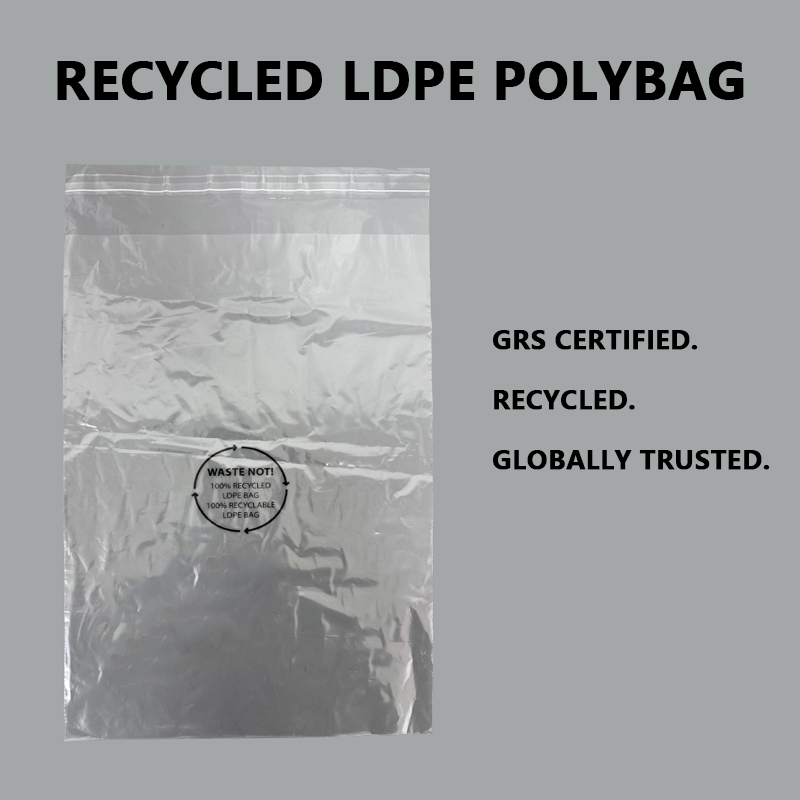 GRS အသိအမှတ်ပြု ပြန်လည်အသုံးပြုထားသော LDPE Poly Bags များသည် ကမ္ဘာလုံးဆိုင်ရာအမှတ်တံဆိပ်များအတွက် စဉ်ဆက်မပြတ်ထုပ်ပိုးမှုကို ပံ့ပိုးပေးပါသည်။