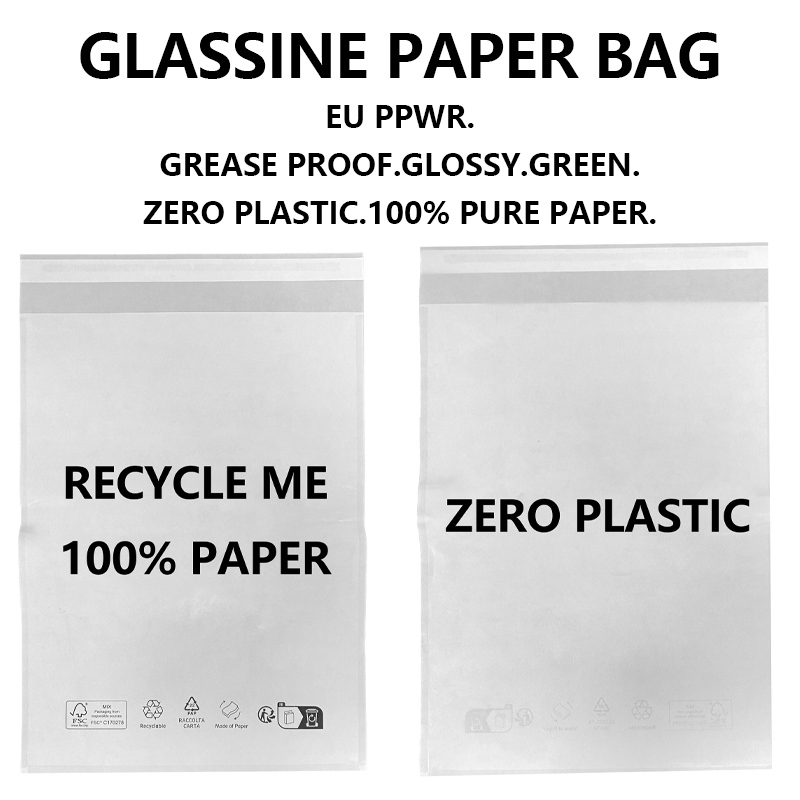 စိတ်ကြိုက် EU PPWR Compliant Glassine စက္ကူအိတ် ပလပ်စတစ် အခမဲ့ ပြန်လည်အသုံးပြုနိုင်သော ထုပ်ပိုးမှု ထုတ်လုပ်သူ