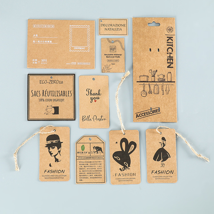 Custom Kraft စက္ကူစာရွက်ဆွဲထား tag